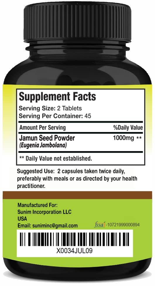 SunNature Jamun Seed Tablets - 90 Tablets - image 2