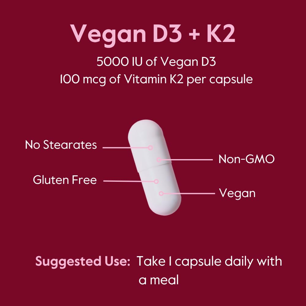 BESTVITE Vegan Vitamin D3 5000 IU + Vitamin K2 MK-7 - 120 Capsules - image 5