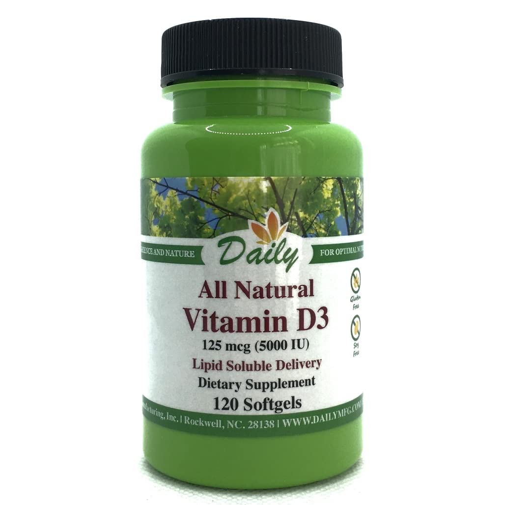 Daily Manufacturing Vitamin D3 5000 IU - 180 Softgels