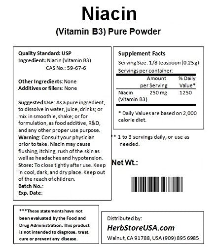 NuSci Niacin Vitamin B3 Pure Powder Energy Ingredient