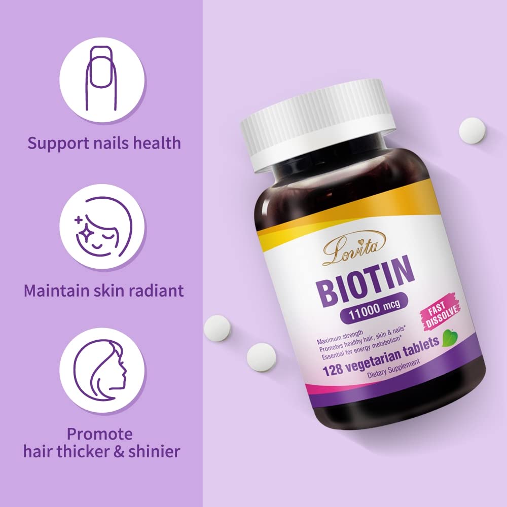 LOVITA Biotin 11,000 mcg - 384 Vegan Tablets - image 3