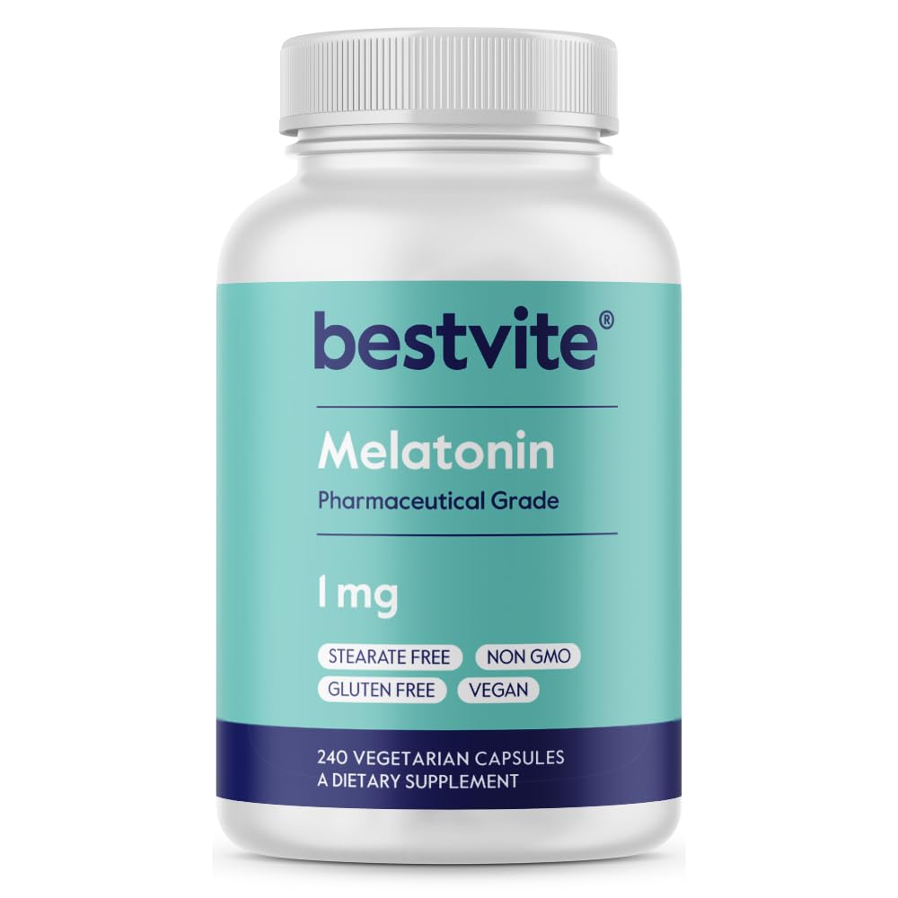 BESTVITE Melatonin 1mg Low Dose Sleep Support - 240 Vegetarian Capsules