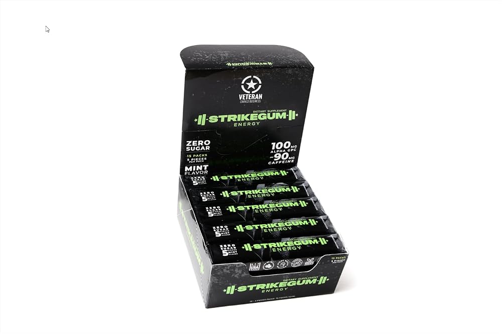 StrikeGum Energy Gum Mint Sugar Free 90 mg Caffeine - 75 Pieces