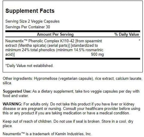 Swanson Nootropic Brain Food with Neumentix 450 mg - 60 Vegetarian Capsules - image 2