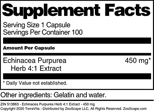 Terravita Echinacea Purpurea Herb 4:1 Extract 450 mg - 100 Capsules - image 3