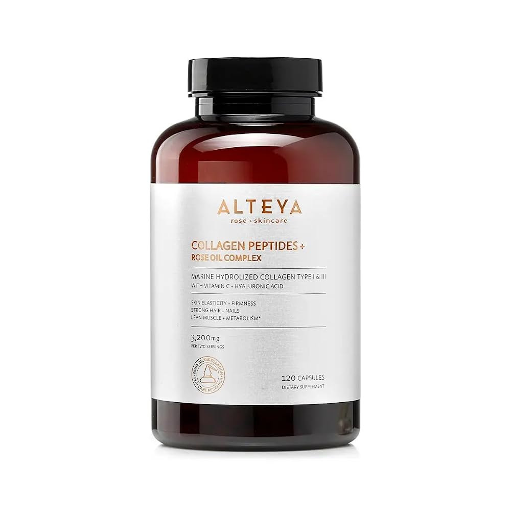 Alteya Organics Collagen Peptides & Rose Oil Complex - 120 Capsules