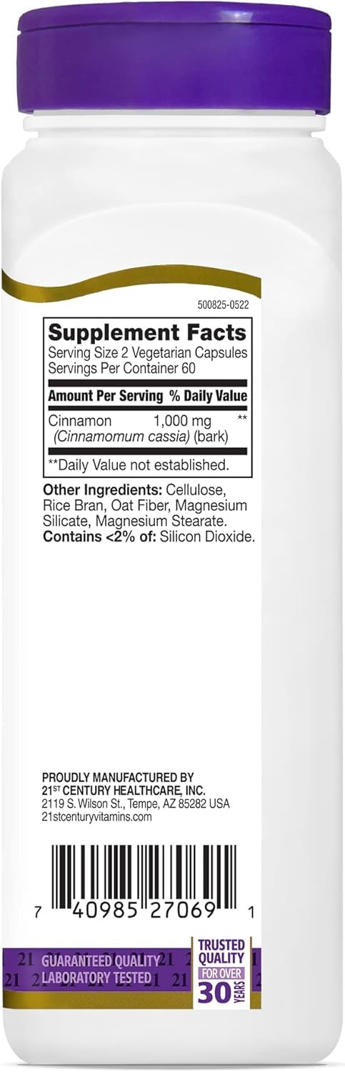 21st Century Cinnamon 500 mg Vegetarian Capsules - 240 Count - image 3