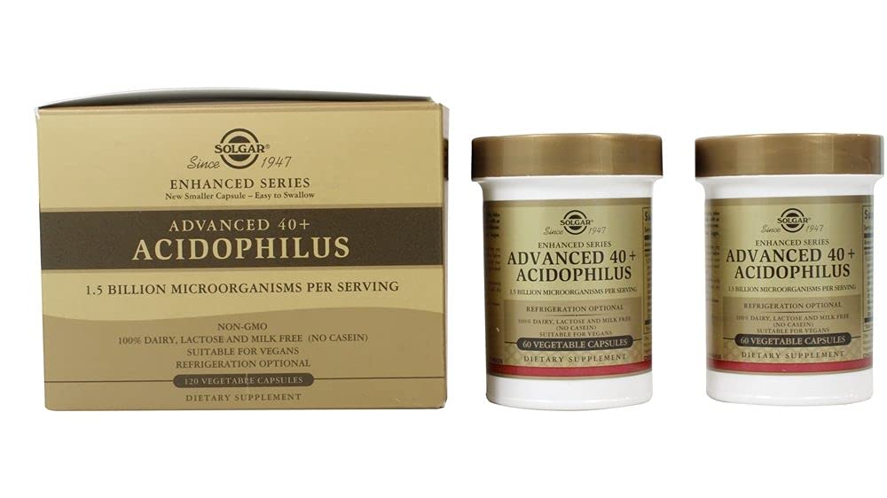 Solgar Advanced 40+ Acidophilus 1.5 Billion CFU - 120 Vegetarian Capsules