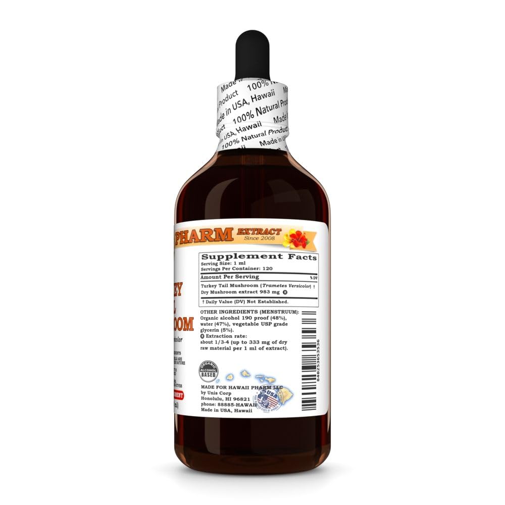 Hawaii Pharm Turkey Tail Mushroom (Trametes versicolor) Liquid Extract