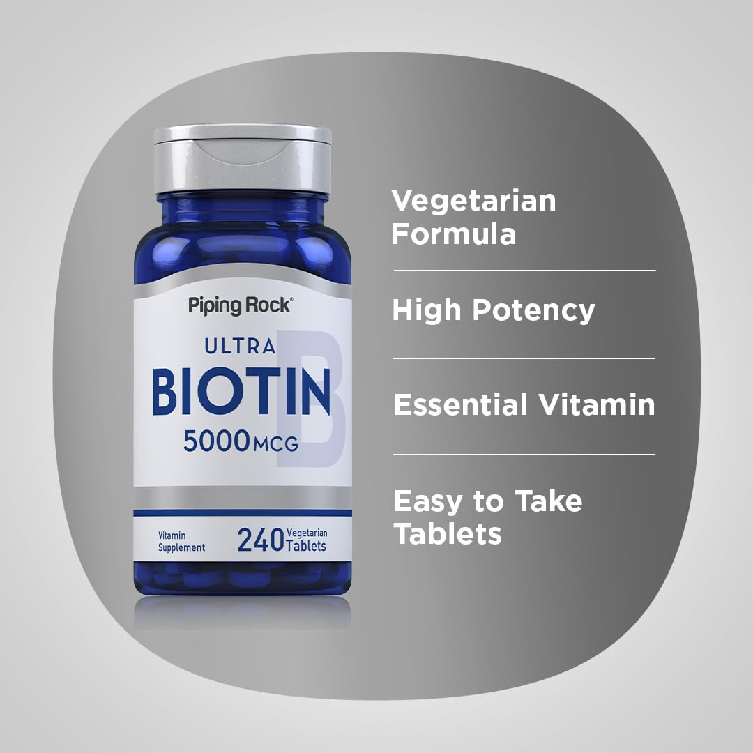 Piping Rock Biotin 5000mcg - 240 Tablets - image 4