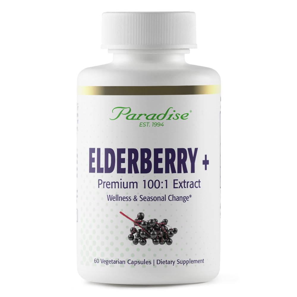 Paradise Herbs Elderberry with Zinc Extract - 60 Vegetarian Capsules