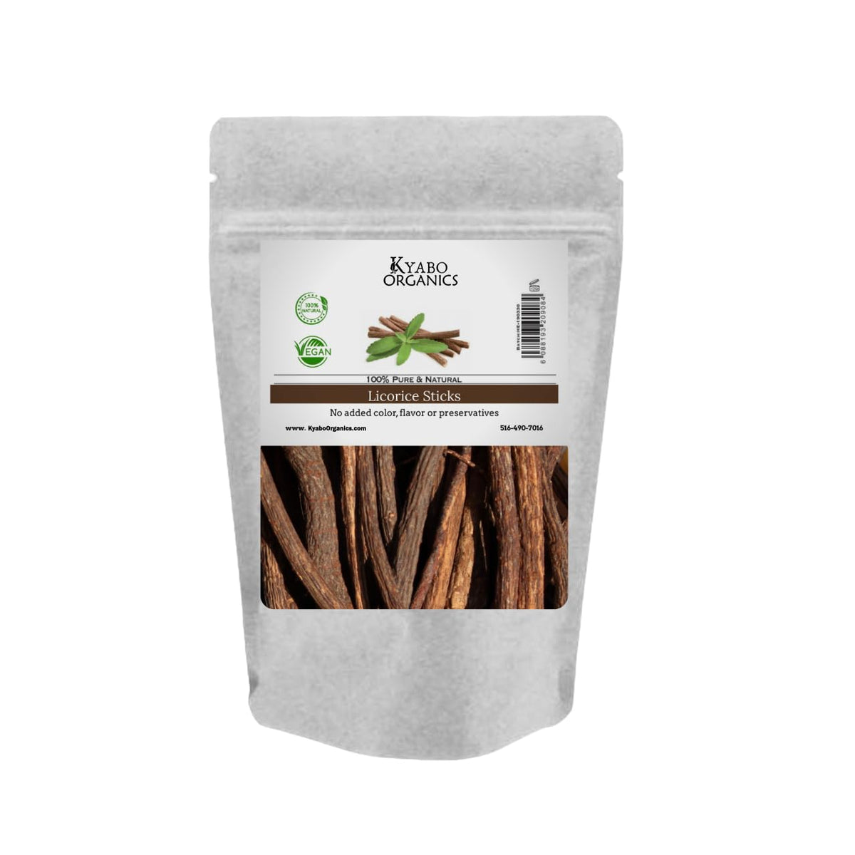 Kyabo Organics Licorice Root Sticks 100% Pure Natural - 8oz