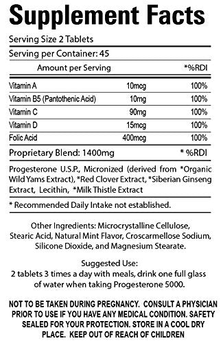 Organic Farms Vitamins Progesterone 5000 - 90 Tablets - image 2