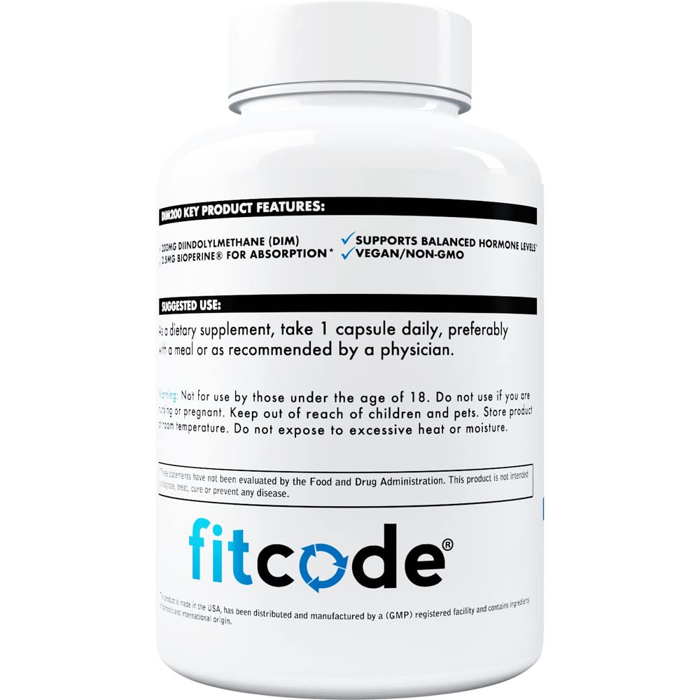 Fitcode DIM 200mg with Bioperine for Men - 60 Capsules - image 3