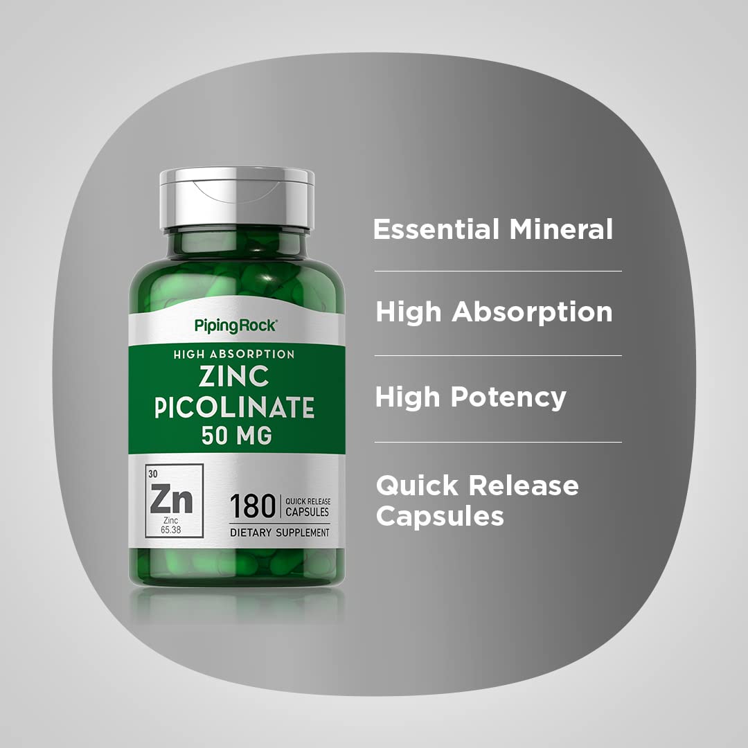 Piping Rock Zinc Picolinate 50 mg - 180 Capsules - image 4