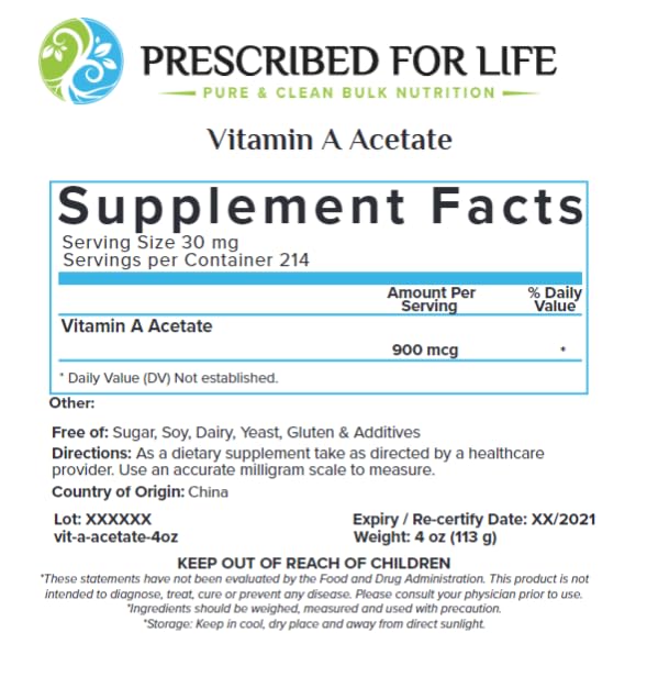 Prescribed For Life Vitamin A Powder