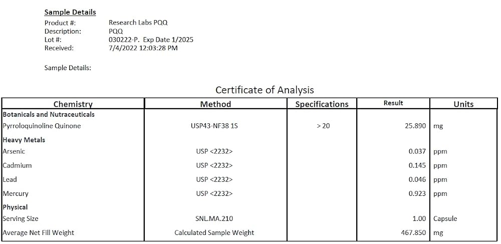 Research Labs Ultra High Purity PQQ 20mg - 120 Capsules - image 6