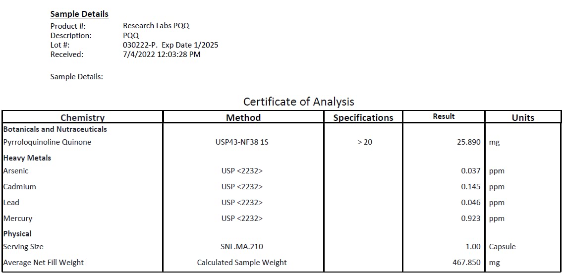 Research Labs Ultra High Purity PQQ 20mg - 120 Capsules - image 6