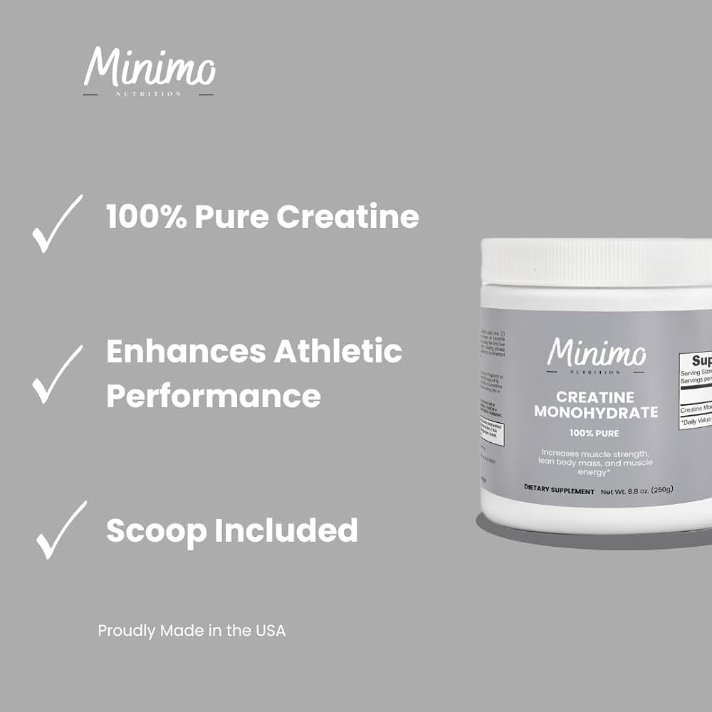 Minimo Nutrition Creatine Monohydrate Powder 5000mg - 50 Servings - image 2