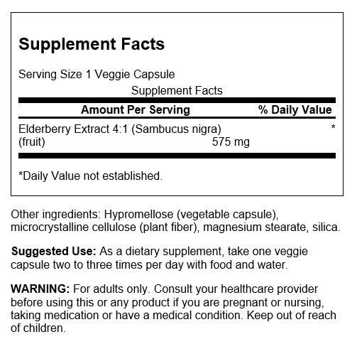 Swanson Sambucus Elderberry Extract 575 mg - 120 Vegetarian Capsules - image 2