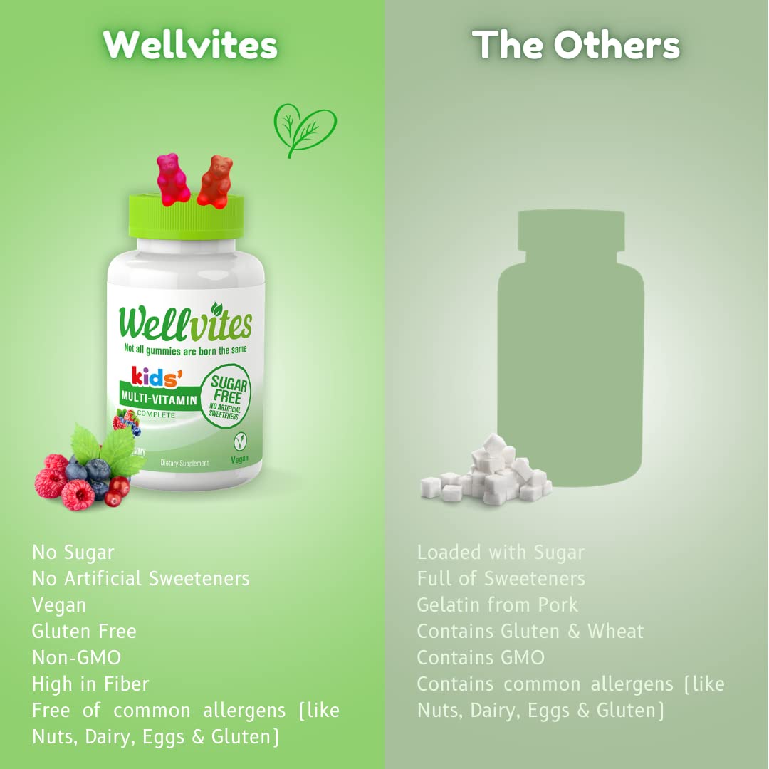 Wellvites Sugar Free Kids Immune and Multivitamin Gummies