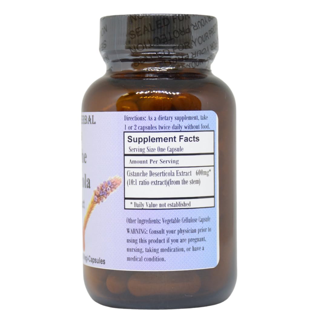 Barlowe's Herbal Elixirs Cistanche Extract 10:1 600 mg - 60 Vegetarian Capsules - image 2