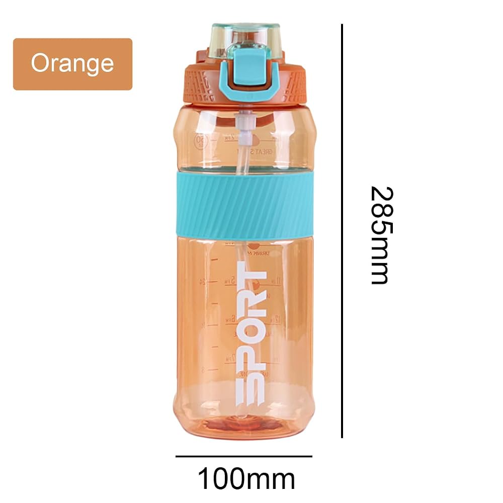 Generic 1500ml Gym Water Bottle with Straw & Scale