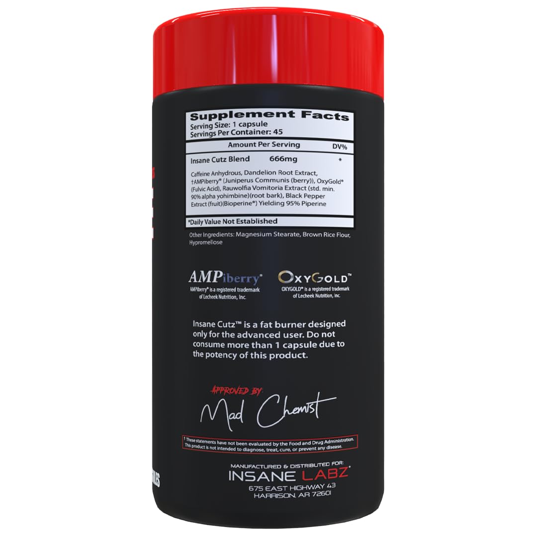 Insane Labz Insane Cutz Thermogenic Fat Burner - 45 Capsules - image 2