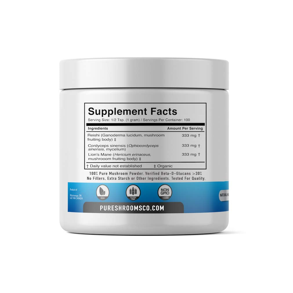 Limitless Naturals Pure Shrooms Adaptogenic Powder - 100 Servings - image 3