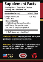 Skin Care Solution Ginkgo Biloba 50:1 Extract 120mg - 100 Capsules - image 2