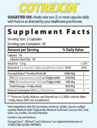 Medix Select Cotrexin (Premium CoQ10 and Omega-3 Dietary Supplement.)
