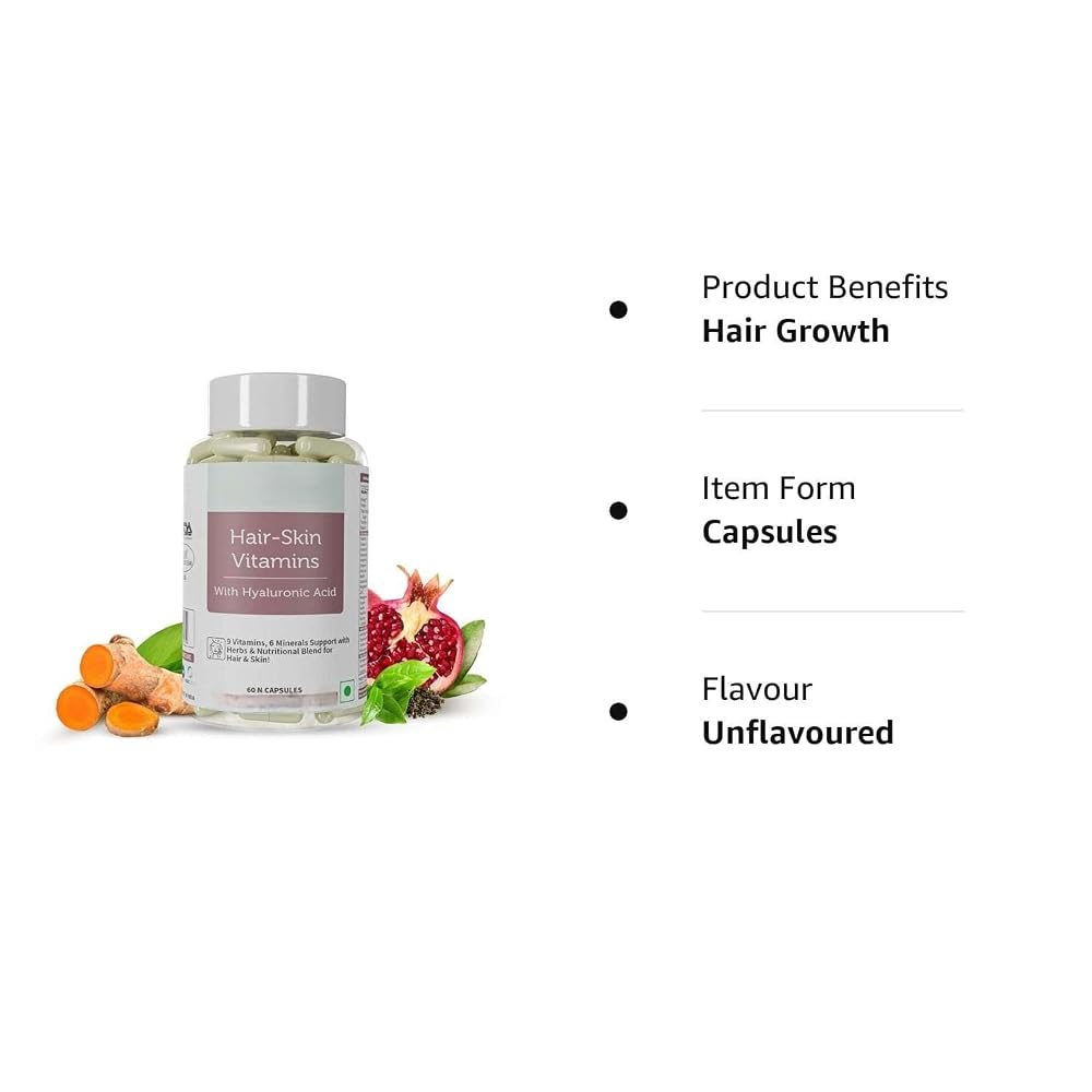 Generic Hair Skin Vitamins with Biotin & Hyaluronic Acid - 60 Capsules - image 6