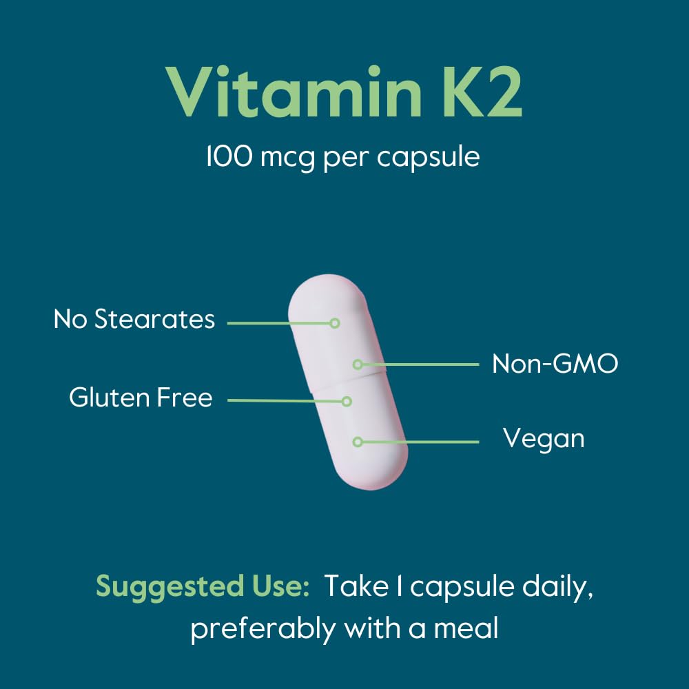 BESTVITE Vitamin K2 100 mcg as MK-7 - No Stearates - Vegan - Non GMO