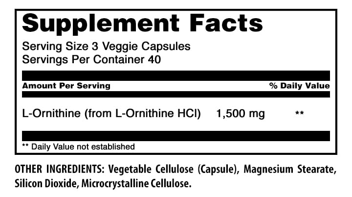 Amazing Formulas L-Ornithine 1500 mg Per Serving Veggie Capsules