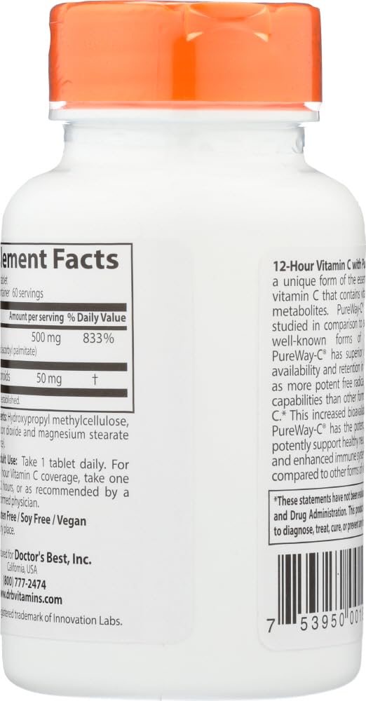 Doctor's Best PureWay-C Sustained Release Vitamin C - 60 Tablets - image 3