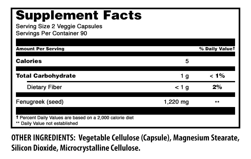 Amazing Nutrition Fenugreek Seed 1220 Mg - 180 Vegetarian Capsules - image 2