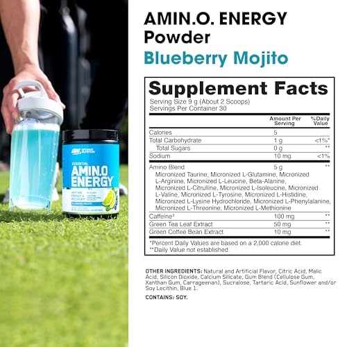 Optimum Nutrition Amino Energy Powder Blueberry Mojito - 9.5 Oz - image 3