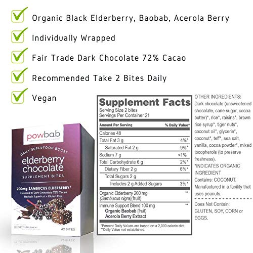 powbab Elderberry Chocolate Bites with Sambucus - 42 Count - image 4