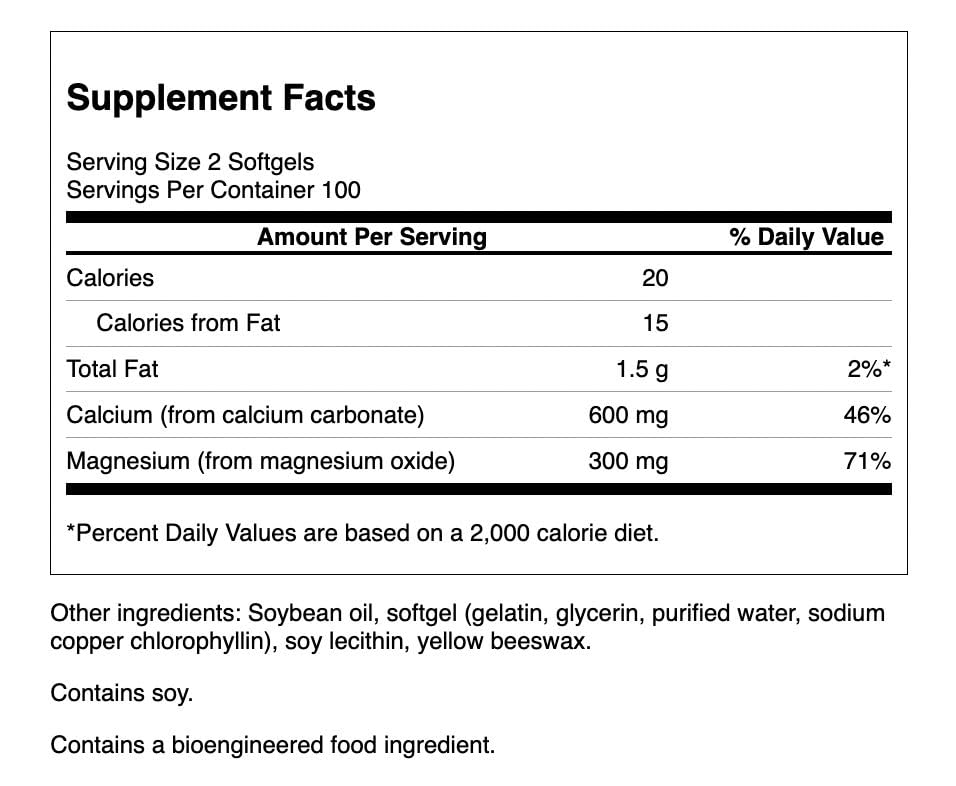 Swanson Liquid Calcium & Magnesium Bone Support - 200 Softgels - image 2