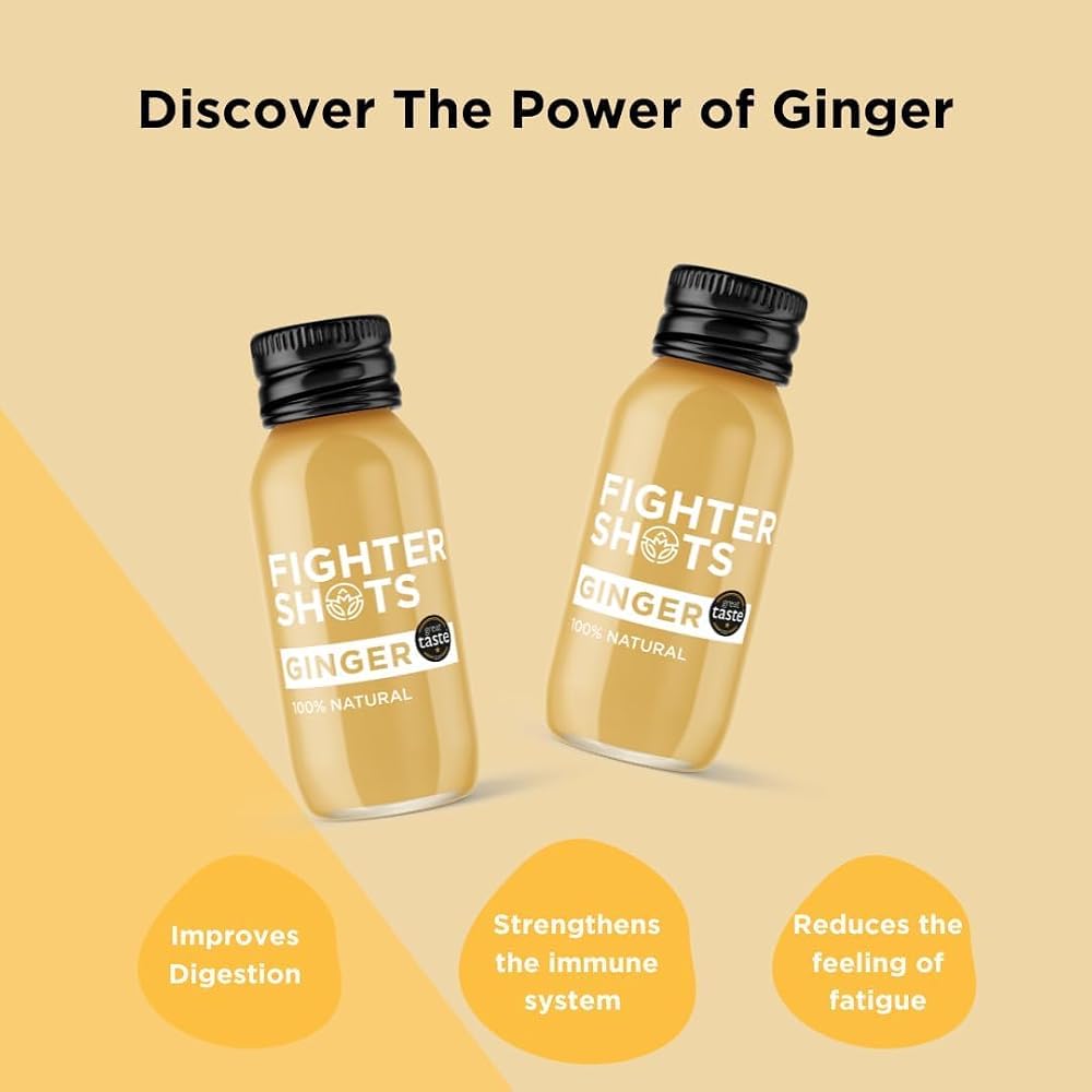 Fighter Shots Ginger Award Winning Fresh & Fiery Cold Pressed Ginger