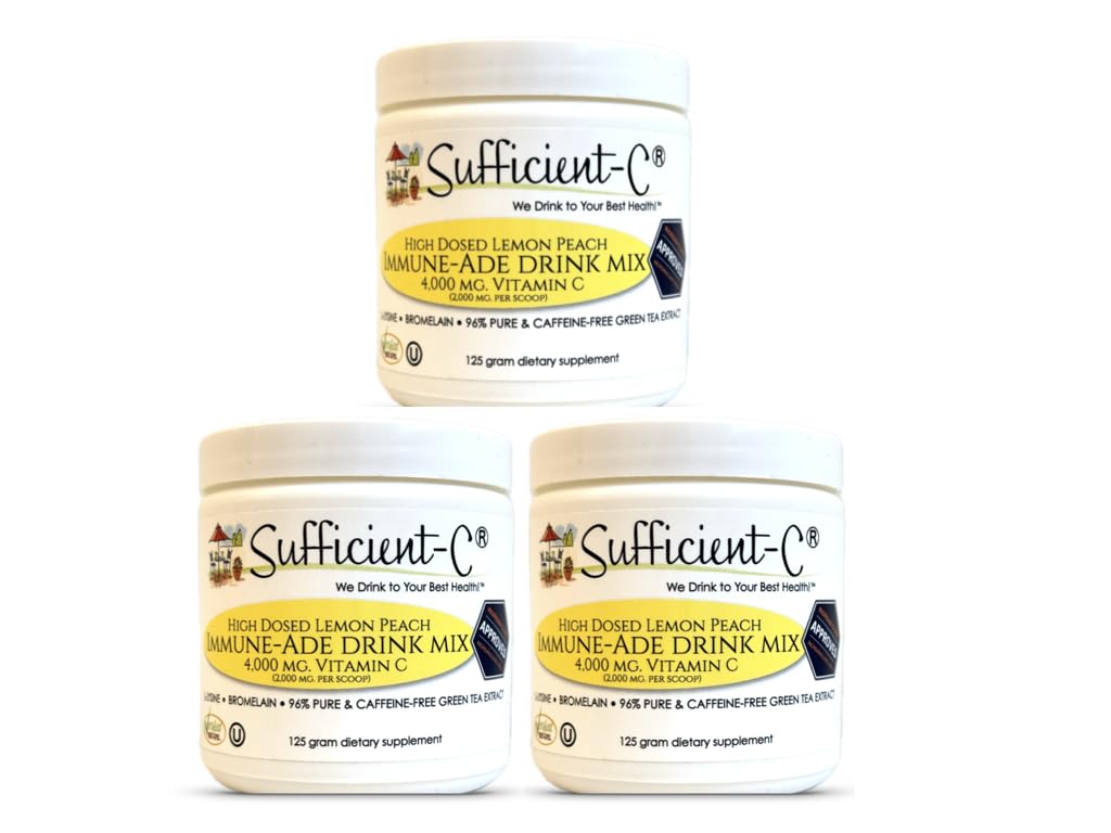 Sufficient-C High Dose Vitamin C Lemon Peach Drink Mix - 3 Pack