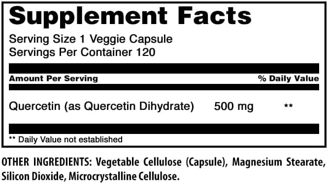 Amazing Formulas Quercetin 500mg Veggie Capsules Supplement