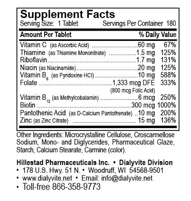 Dialyvite 800 with Zinc 15 mg Dialysis Support - 180 Tablets - image 3