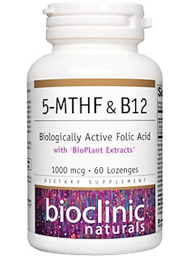 Bioclinic Naturals 5-MTHF & B12 Biologically Active Folic Acid - 60 Lozenges
