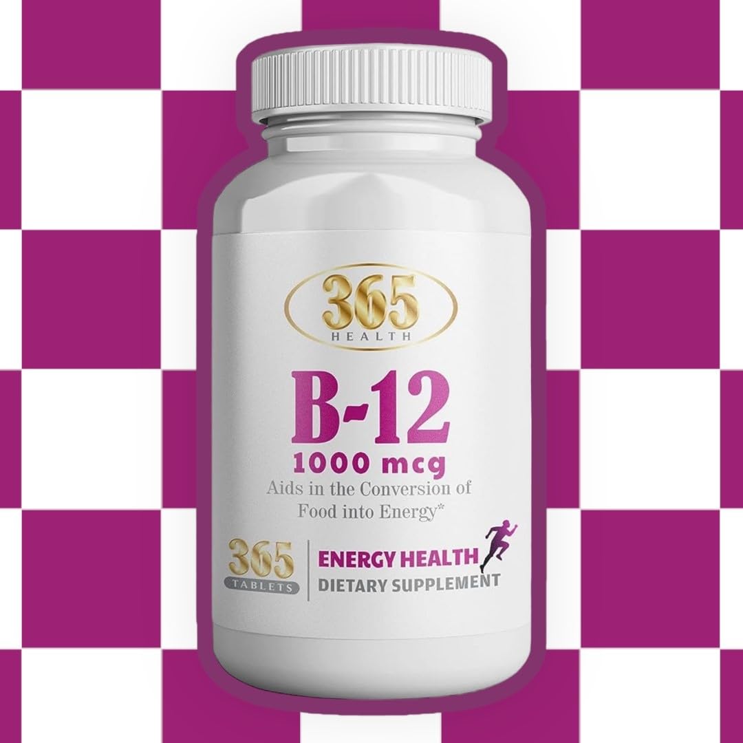 365 Health Vitamin B12 1000mcg Tablets Energy Support - 365 Tablets - image 3