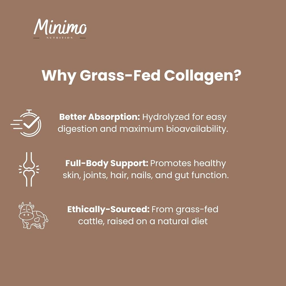 Minimo Nutrition Chocolate Grass-Fed Collagen Peptides Powder - 13.3 oz - image 6