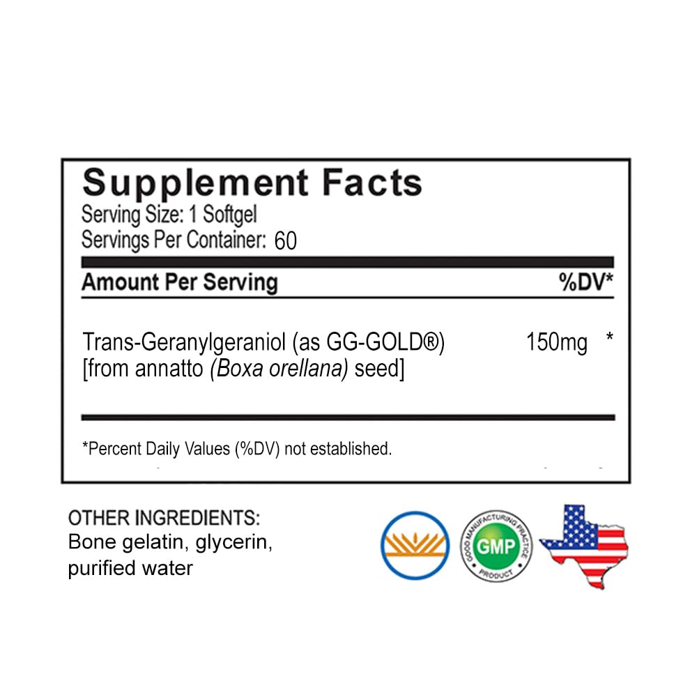 UNIQUE E GG-Gold 150mg Geranylgeraniol Supplement - 60 Softgels - image 6
