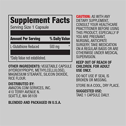 Amazon Elements Glutathione 500mg Vegan - 60 Capsules - image 2