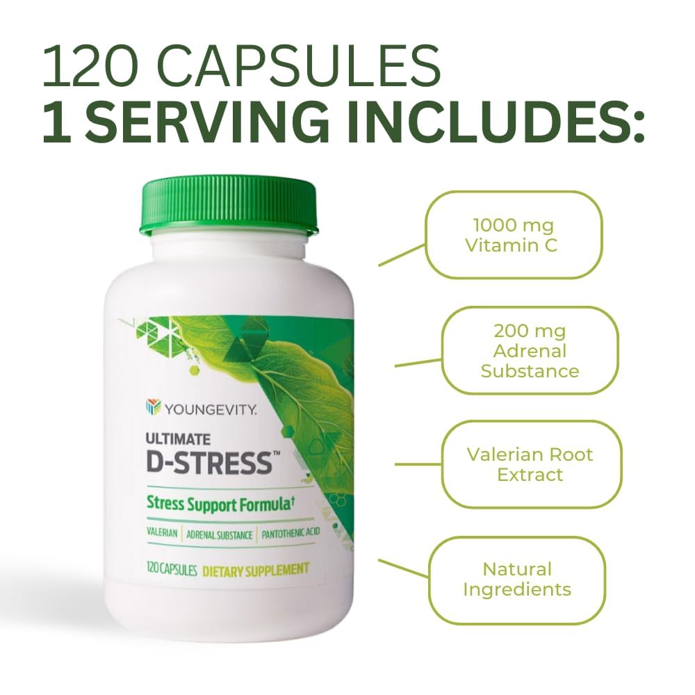 Youngevity Ultimate D-Stress Magnesium Valerian Stress Support - 480 Capsules - image 4