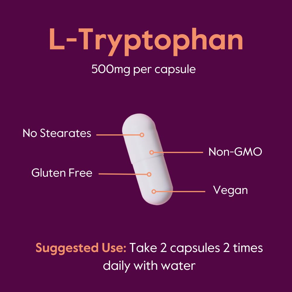 BESTVITE L-Tryptophan 500mg - 240 Vegetarian Capsules - image 5